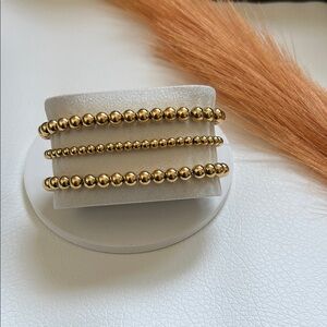 Elegant Titanium Gold Beaded Bracelet Set